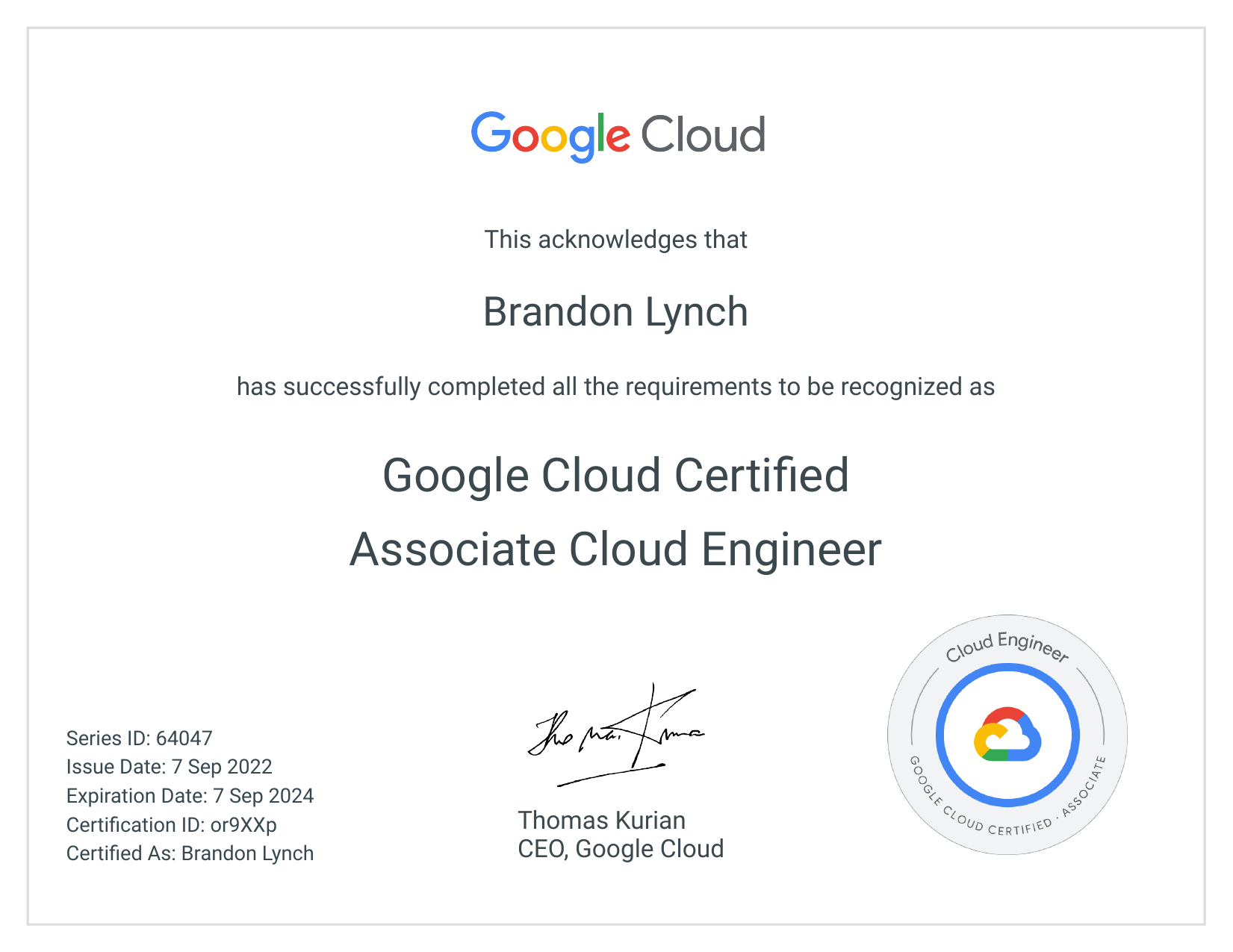 Associate Cloud Engineer Certification