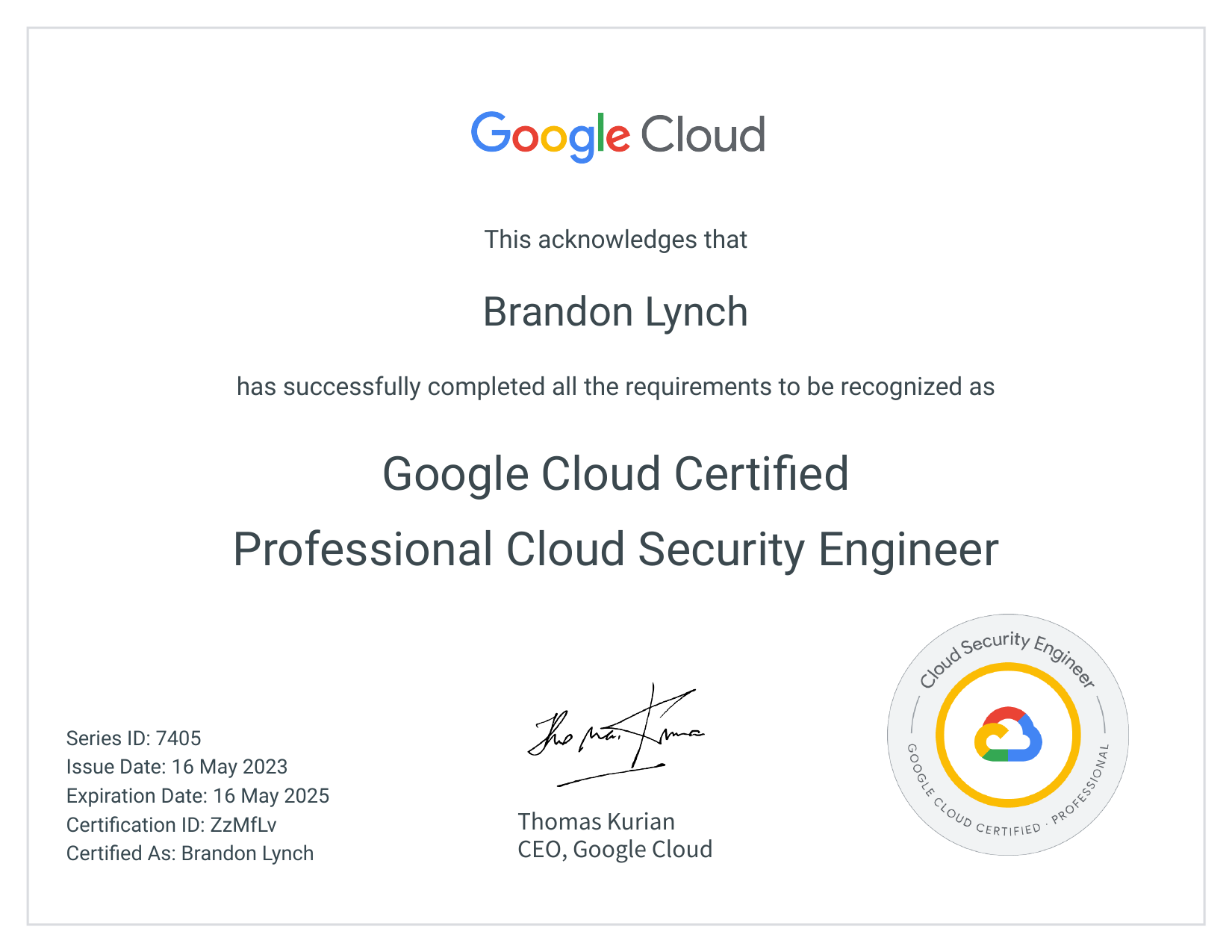 Professional Cloud Security Engineer Certification